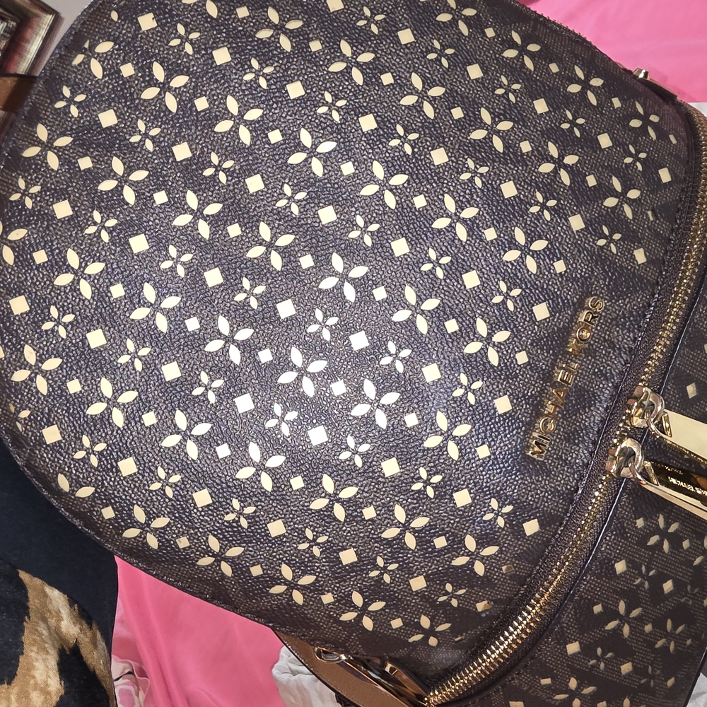 Michael Kors Brown Lasercut Backpack - Picture 5 of 8